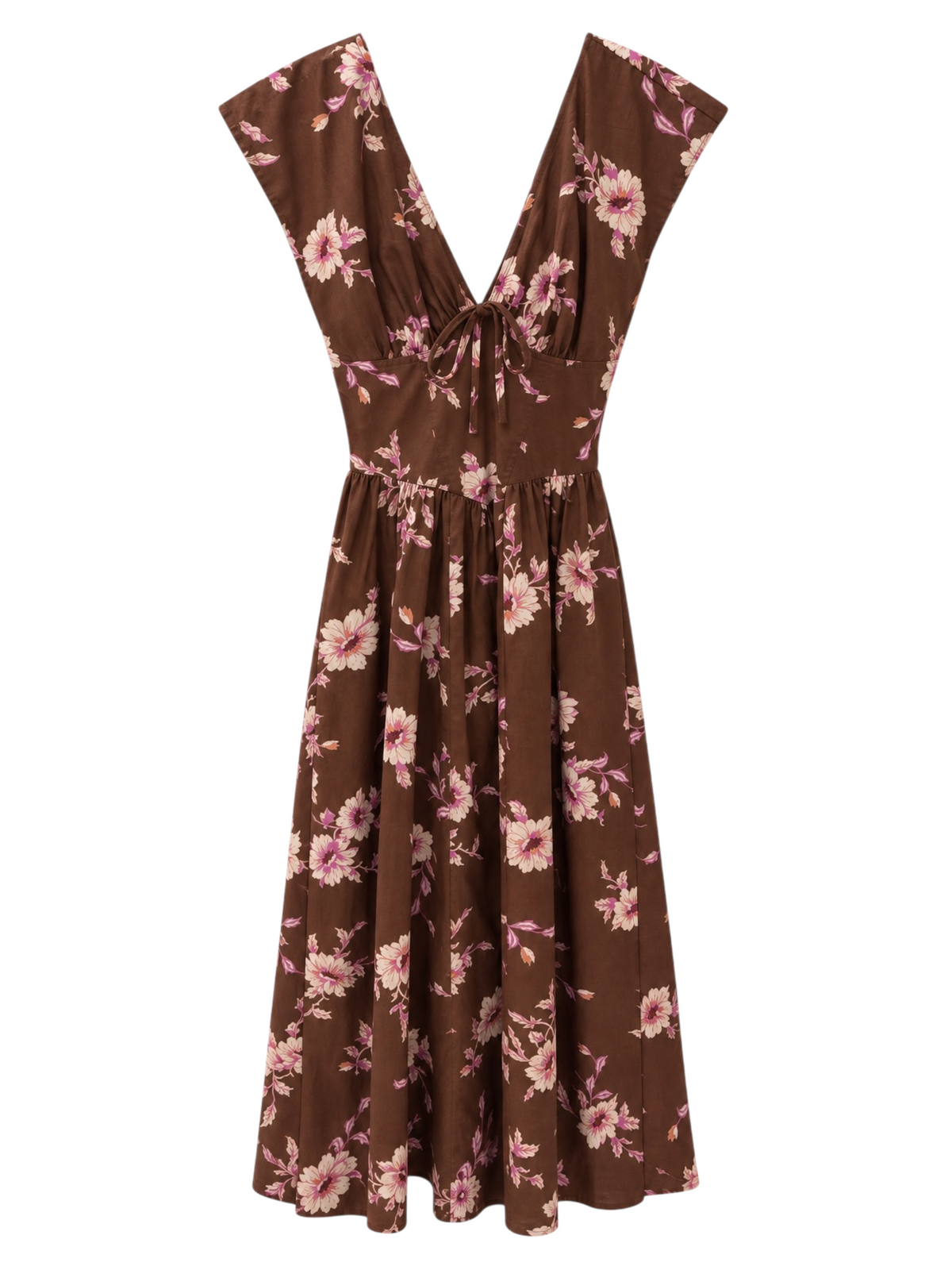 The Dahlia Dress - Brown Floral Midi