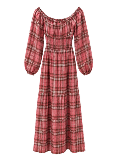 The Rosalie Dress - Rose Plaid Maxi