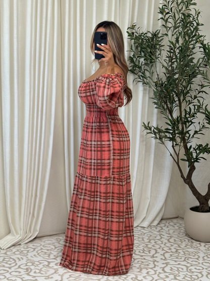 The Rosalie Dress - Rose Plaid Maxi