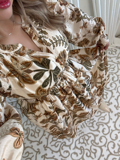 The Marigold Dress - Cream Toned Floral Midi