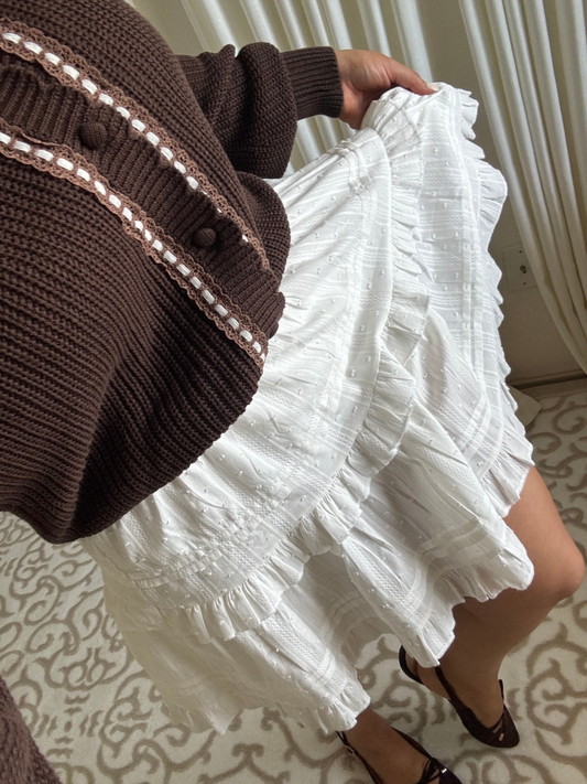 The Clover Skirt - White Ruffle Mini